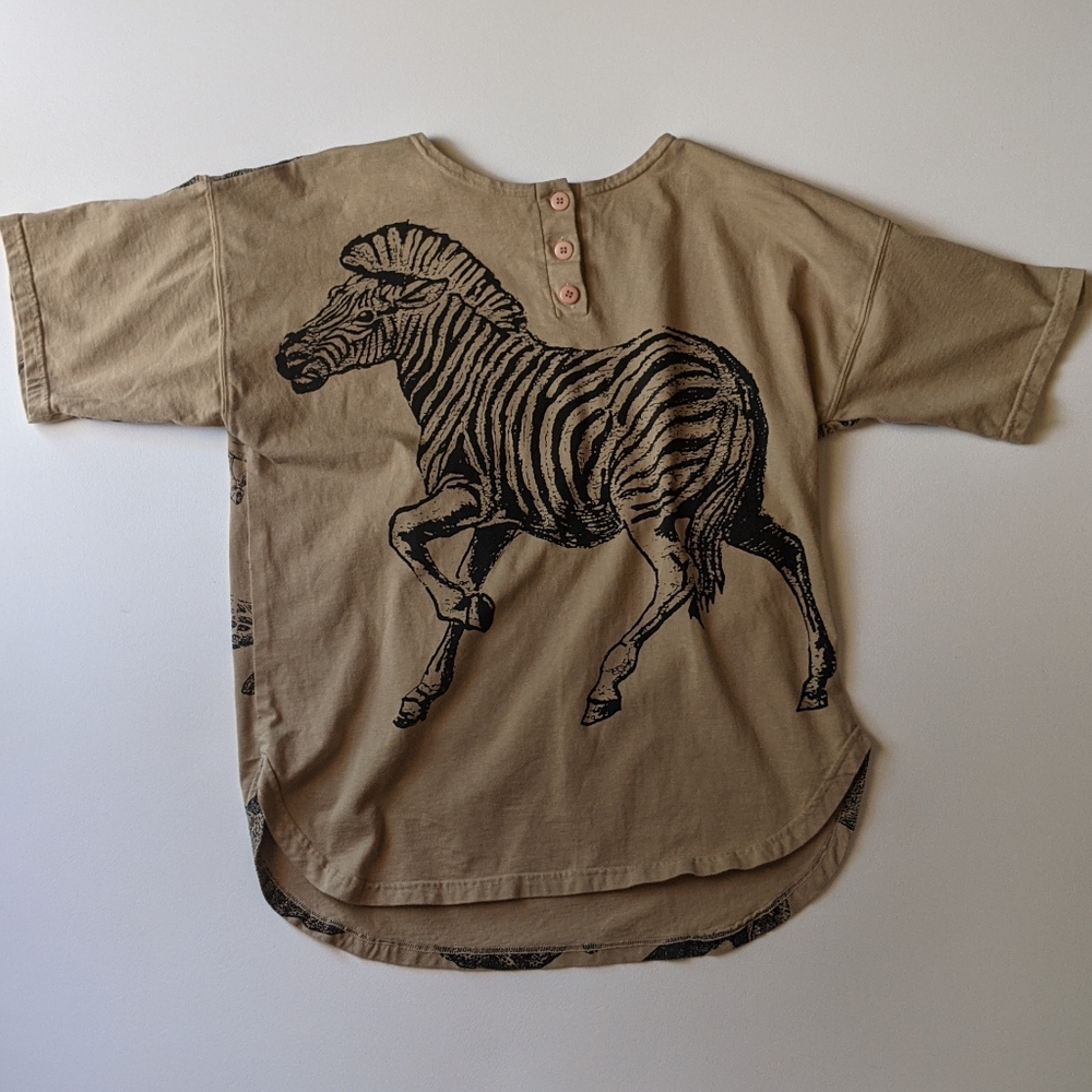 Vintage L'eau Vive Zebra And Wild Animals Henley Tee